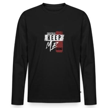 Cocktails Keep Me Going Amateur de boissons - T-shirt manches longues Premium bio Homme - noir - Devant - Nico (187cm)