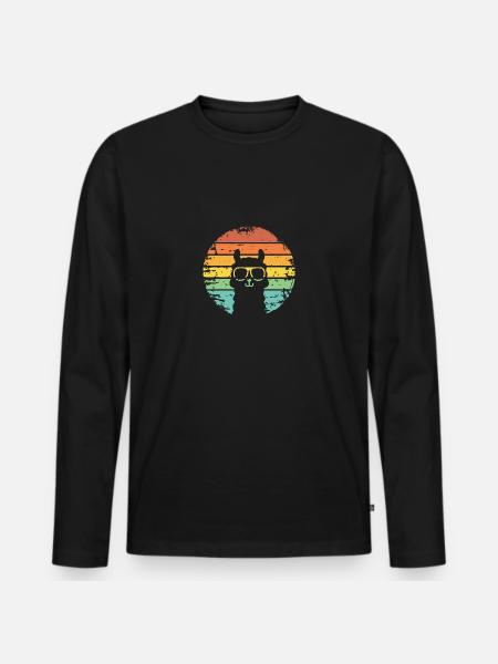 retro sunset llama llama alpaca stylish - Men's Premium Organic Long Sleeve Shirt - black