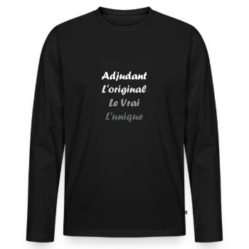 adjudant - T-shirt manches longues Premium bio Homme - noir - Devant - Nico (187cm)
