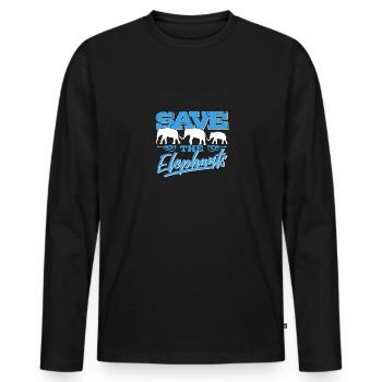 Save the Elephants - Elephant Africa Nature Climate - Men's Premium Organic Long Sleeve Shirt - black - Front - Nico (187cm)