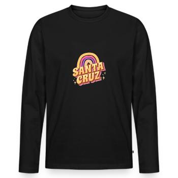 Santa Cruz Hoodie CA California Beach Kalifornien - T-shirt manches longues Premium bio Homme - noir - Devant - Nico (187cm)