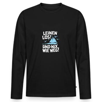 Leinen los und nichts wie weg! Wir legen ab! - Männer Premium Bio Langarmshirt - Schwarz - Vorne - Nico (187cm)