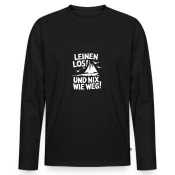 Leinen los und nichts wie weg! Wir legen ab! - Männer Premium Bio Langarmshirt - Schwarz - Vorne - Nico (187cm)