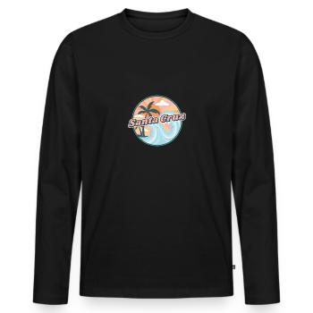 Santa Cruz Kalifornien 70er 80er Sonnenuntergang - Männer Premium Bio Langarmshirt - Schwarz - Vorne - Nico (187cm)