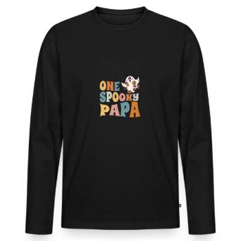 Dad One Spooky Papa Daddy Groovy Halloween Costume - Men's Premium Organic Long Sleeve Shirt - black - Front - Nico (187cm)