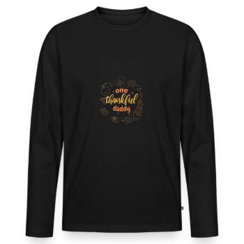 One Thankful Daddy Thanksgiving - Männer Premium Bio Langarmshirt - Schwarz - Vorne - Nico (187cm)