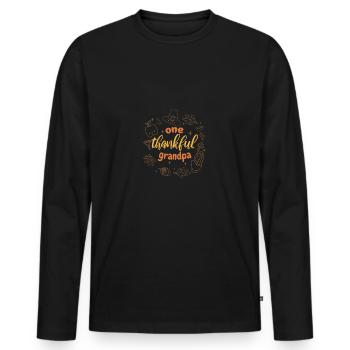 Matching Family One Thankful Grandpa Thanksgiving - Men's Premium Organic Long Sleeve Shirt - black - Front - Nico (187cm)