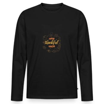 One Thankful Uncle Thanksgiving - Männer Premium Bio Langarmshirt - Schwarz - Vorne - Nico (187cm)