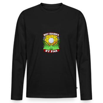 Best Grandpa By Par Granddad Fathers Day - Men's Premium Organic Long Sleeve Shirt - black - Front - Nico (187cm)