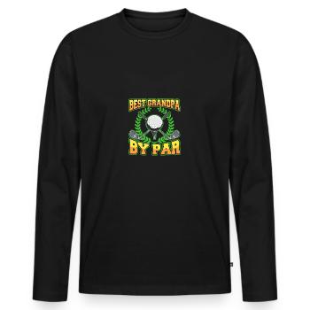 Best Grandpa By Par Granddad Fathers Day - Men's Premium Organic Long Sleeve Shirt - black - Front - Nico (187cm)