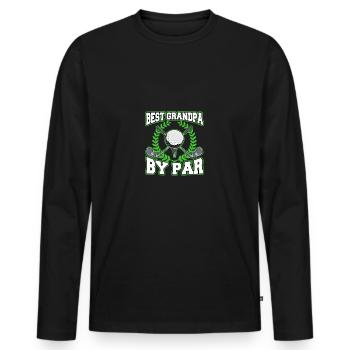 Best Grandpa By Par Granddad Fathers Day - Men's Premium Organic Long Sleeve Shirt - black - Front - Nico (187cm)