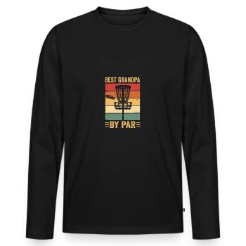 Best Grandpa By Par Fathers Day Frisbee Disc Golf - Men's Premium Organic Long Sleeve Shirt - black - Front - Nico (187cm)