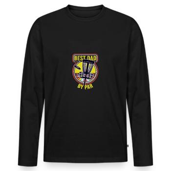 Best Dad By Par Fathers Day Disc Golf - Men's Premium Organic Long Sleeve Shirt - black - Front - Nico (187cm)