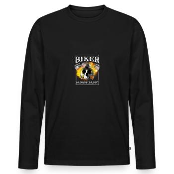 Motard Motard Badass Daddy Papa Moto - T-shirt manches longues Premium bio Homme - noir - Devant - Nico (187cm)