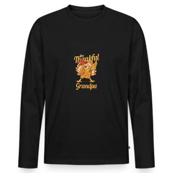 One Thankful Grandpa Turkey Family Matching Funny - Men's Premium Organic Long Sleeve Shirt - black - Front - Nico (187cm)