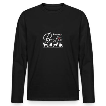 Liebe meinen Bostie Boston Terrier Silhouetten - Männer Premium Bio Langarmshirt - Schwarz - Vorne - Nico (187cm)