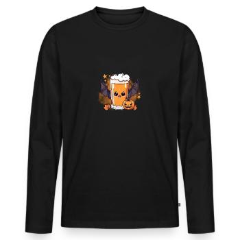 Vampire Beer Halloween Party Beer Glass Bat - Men's Premium Organic Long Sleeve Shirt - black - Front - Nico (187cm)