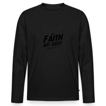 By faith, not by sight 2 Corinthians 5:7 - Men's Premium Organic Long Sleeve Shirt - black - Front - Nico (187cm)