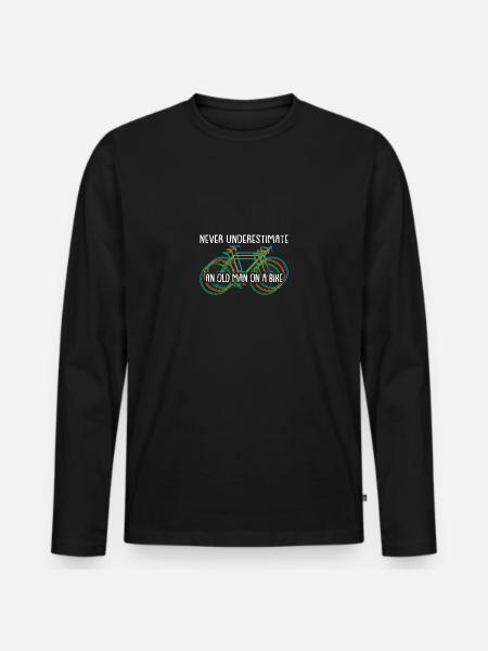 Old man grandpa on bike - Men's Premium Organic Long Sleeve Shirt - black