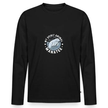 Manatee my spirit - I love Manatees Dugong - Men's Premium Organic Long Sleeve Shirt - black - Front - Nico (187cm)