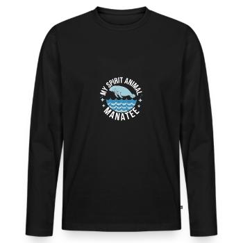 Manatee mein Spirit - ich liebe Manatees Dugong - Männer Premium Bio Langarmshirt - Schwarz - Vorne - Nico (187cm)