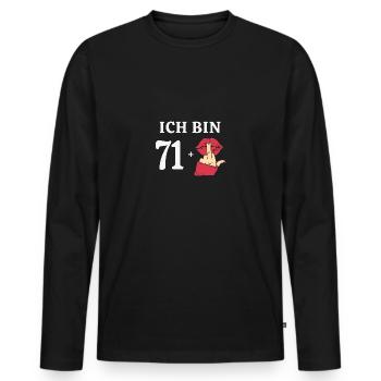 72 Jahre Geburtstagsspruch Runder Geburtstag 72. - Männer Premium Bio Langarmshirt - Schwarz - Vorne - Nico (187cm)
