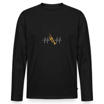 I play trumpet heartbeat with trumpet - Men's Premium Organic Long Sleeve Shirt - black - Front - Nico (187cm)