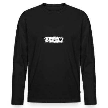 Grunge Rectangle - Heart - Coffee - End of Football - Men's Premium Organic Long Sleeve Shirt - black - Front - Nico (187cm)