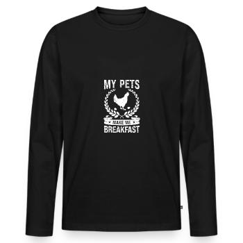 Mes animaux de compagnie me préparent le petit déjeuner - T-shirt manches longues Premium bio Homme - noir - Devant - Nico (187cm)