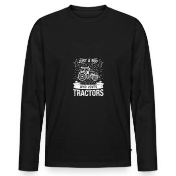 Juste un garçon qui aime les tracteurs - T-shirt manches longues Premium bio Homme - noir - Devant - Nico (187cm)