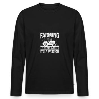 Farming is not a job, it's a passion - Men's Premium Organic Long Sleeve Shirt - black - Front - Nico (187cm)