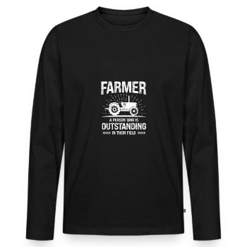 Farmer Eine Person, die auf ihrem Gebiet herausrag - Männer Premium Bio Langarmshirt - Schwarz - Vorne - Nico (187cm)