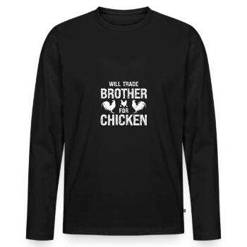 Échanger des frères contre des poulets - T-shirt manches longues Premium bio Homme - noir - Devant - Nico (187cm)