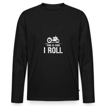 So bin ich drauf - Männer Premium Bio Langarmshirt - Schwarz - Vorne - Nico (187cm)