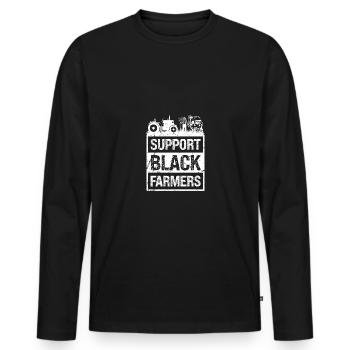 Soutenez les agriculteurs noirs - T-shirt manches longues Premium bio Homme - noir - Devant - Nico (187cm)