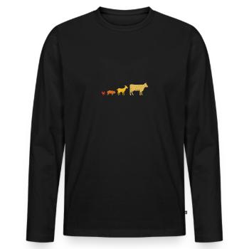 Animal de ferme rétro - T-shirt manches longues Premium bio Homme - noir - Devant - Nico (187cm)