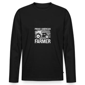 Proud American Farmer - Men's Premium Organic Long Sleeve Shirt - black - Front - Nico (187cm)