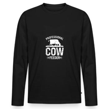 Alimentation professionnelle des vaches - T-shirt manches longues Premium bio Homme - noir - Devant - Nico (187cm)
