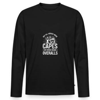 Tous les héros ne portent pas de cape Mon père porte - T-shirt manches longues Premium bio Homme - noir - Devant - Nico (187cm)