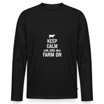 Stay calm and keep farming - Men's Premium Organic Long Sleeve Shirt - black - Front - Nico (187cm)