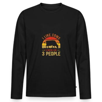 J’aime les vaches et peut-être 3 personnes - T-shirt manches longues Premium bio Homme - noir - Devant - Nico (187cm)