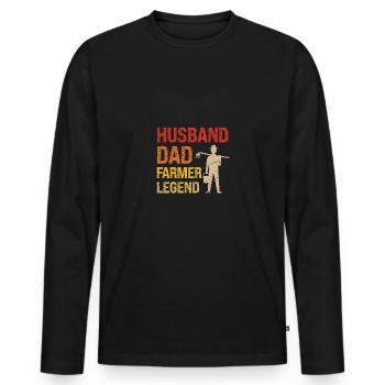 Mari Père Agriculteur Légende - T-shirt manches longues Premium bio Homme - noir - Devant - Nico (187cm)