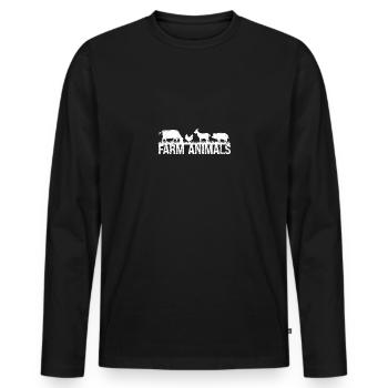 Animaux de ferme - T-shirt manches longues Premium bio Homme - noir - Devant - Nico (187cm)