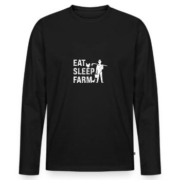 Essen Schlafen Bauernhof - Männer Premium Bio Langarmshirt - Schwarz - Vorne - Nico (187cm)