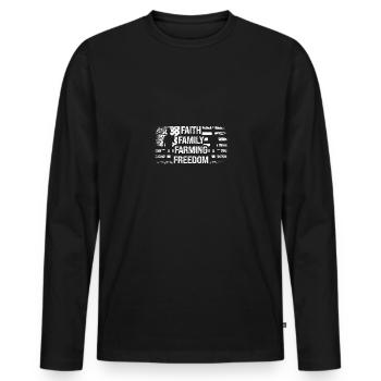 Liberté de l’agriculture familiale Faith - T-shirt manches longues Premium bio Homme - noir - Devant - Nico (187cm)