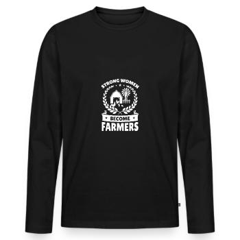 Les femmes fortes deviennent agricultrices - - T-shirt manches longues Premium bio Homme - noir - Devant - Nico (187cm)