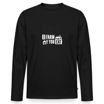 I build, you eat - - Men's Premium Organic Long Sleeve Shirt - black - Front - Nico (187cm)