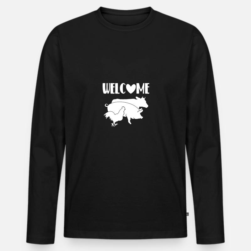 Willkommen - - Männer Premium Bio Langarmshirt - Schwarz