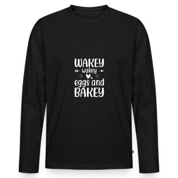 Wakey Wakey Oeufs et cuisson au four - - T-shirt manches longues Premium bio Homme - noir - Devant - Nico (187cm)