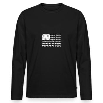 USA Flag Tractor - - Men's Premium Organic Long Sleeve Shirt - black - Front - Nico (187cm)